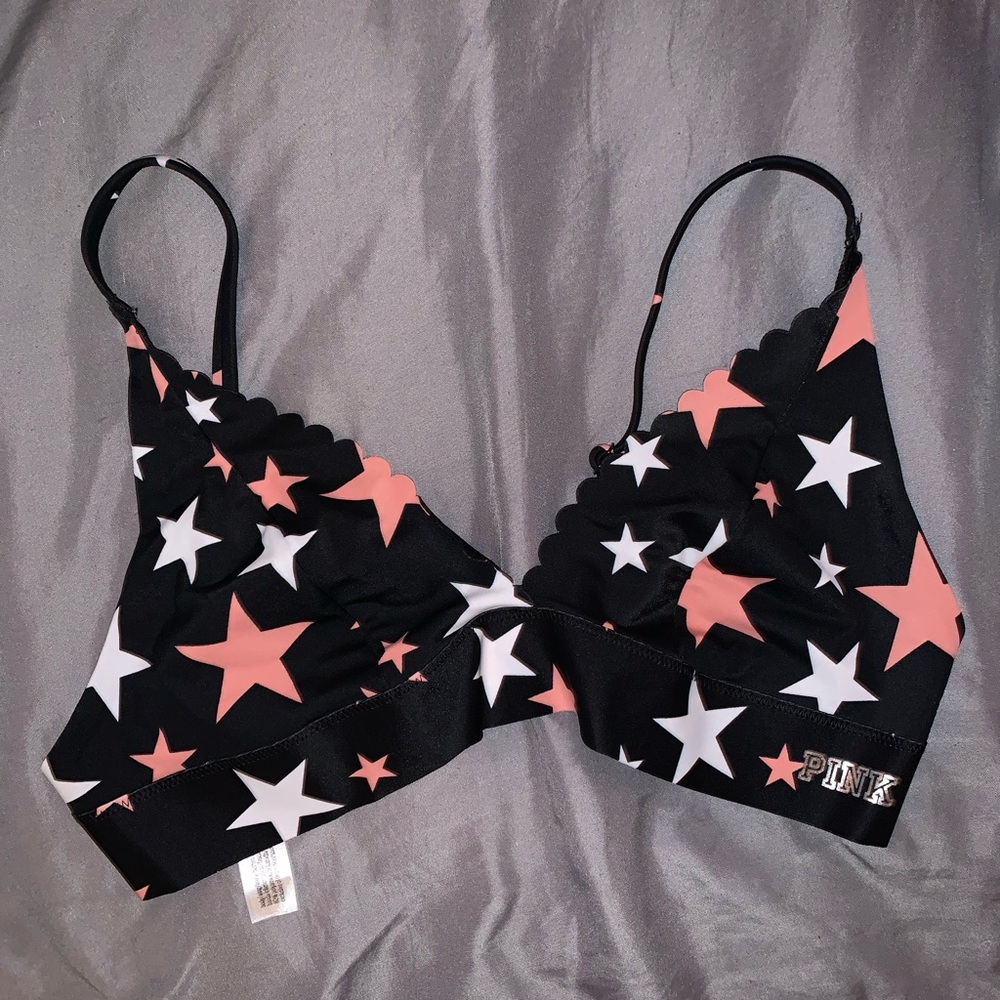 PINK Black Starred Bralette